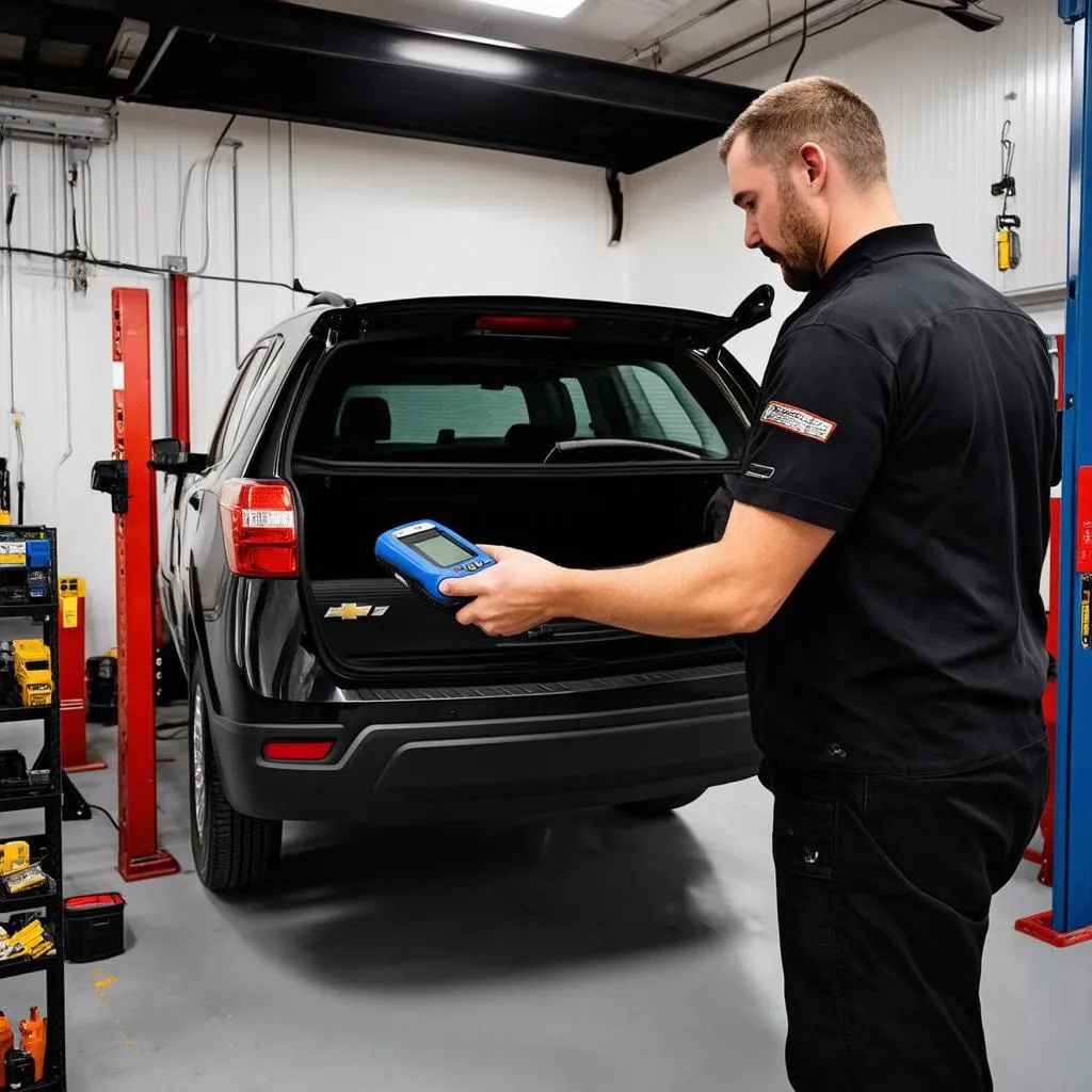 Mechanic Using OBD-II Scanner